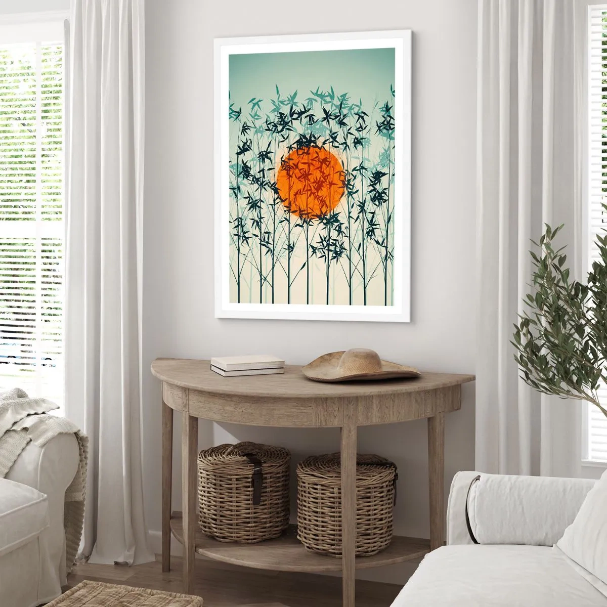 Affisch i vit ram - Japansk sol - 50x70 cm