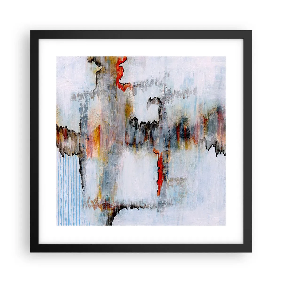 Affisch i svart ram - Med pinne på vatten - 40x40 cm