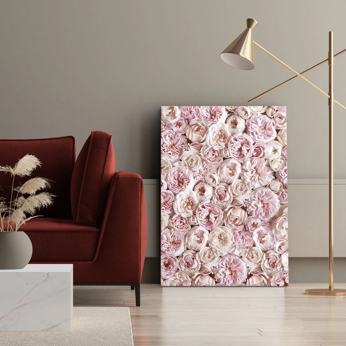 Canvastavla - Bild på duk - Strödd med rosor - 50x70 cm