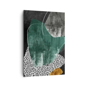 Canvastavla - Bild på duk - Färgstark abstraktion med en guldflinga - 70x100 cm