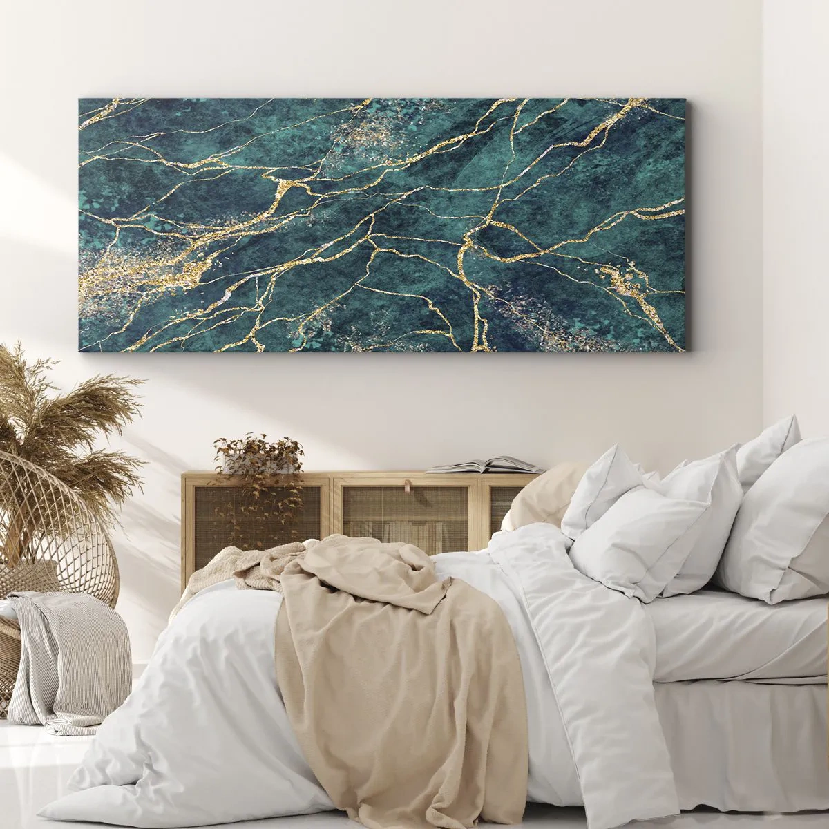 Canvastavla - Bild på duk - Guldåder - 160x50 cm