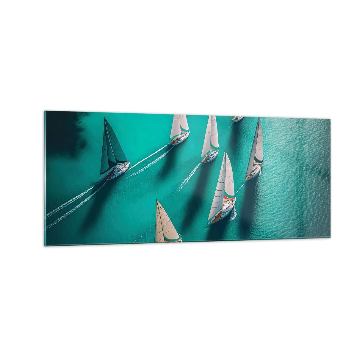 Glastavla - Bild på glas - Tävla med vinden - 100x40 cm