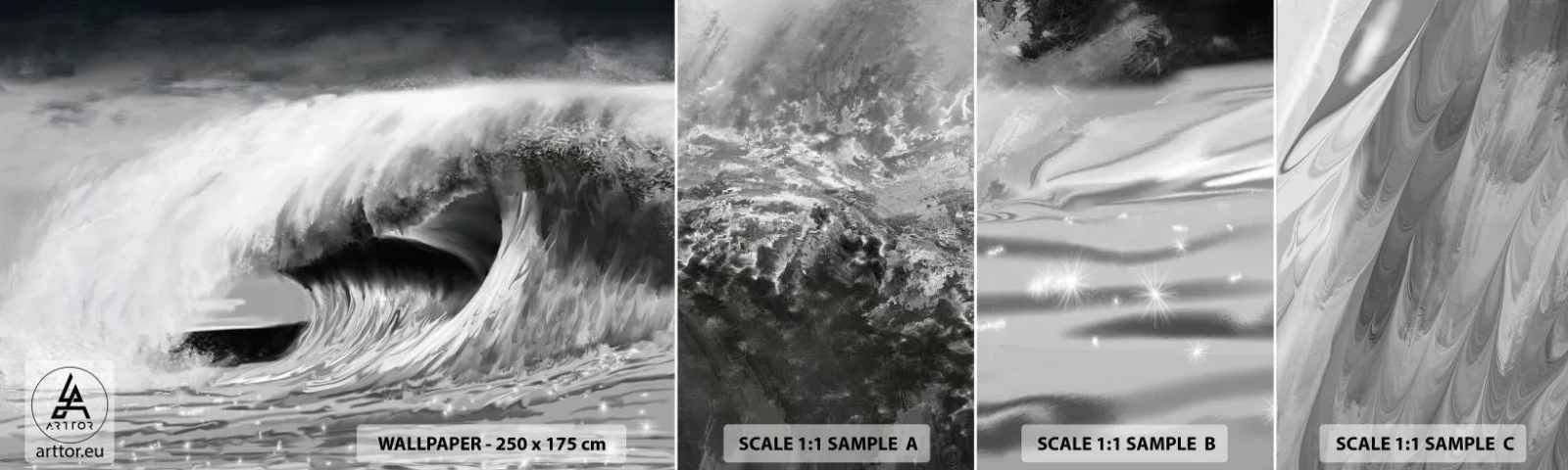 Provbit av självhäftande fototapet Deluxe Sticker - Havets ilska - Hav, Hav, Hög våg - 100x30 cm