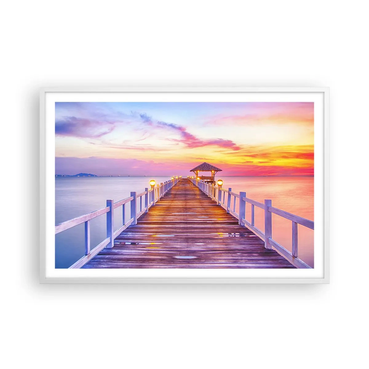 Affisch i vit ram - Kvällens lila-guld tystnad - 91x61 cm