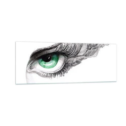 Glastavla - Bild på glas - Vacker och redo för attack - 140x50 cm