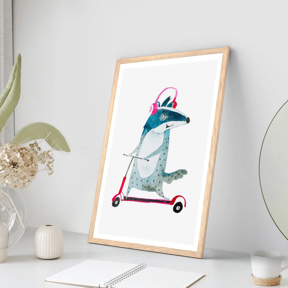 Affisch i ram av ljusek - Grävlingens glädje - 50x70 cm