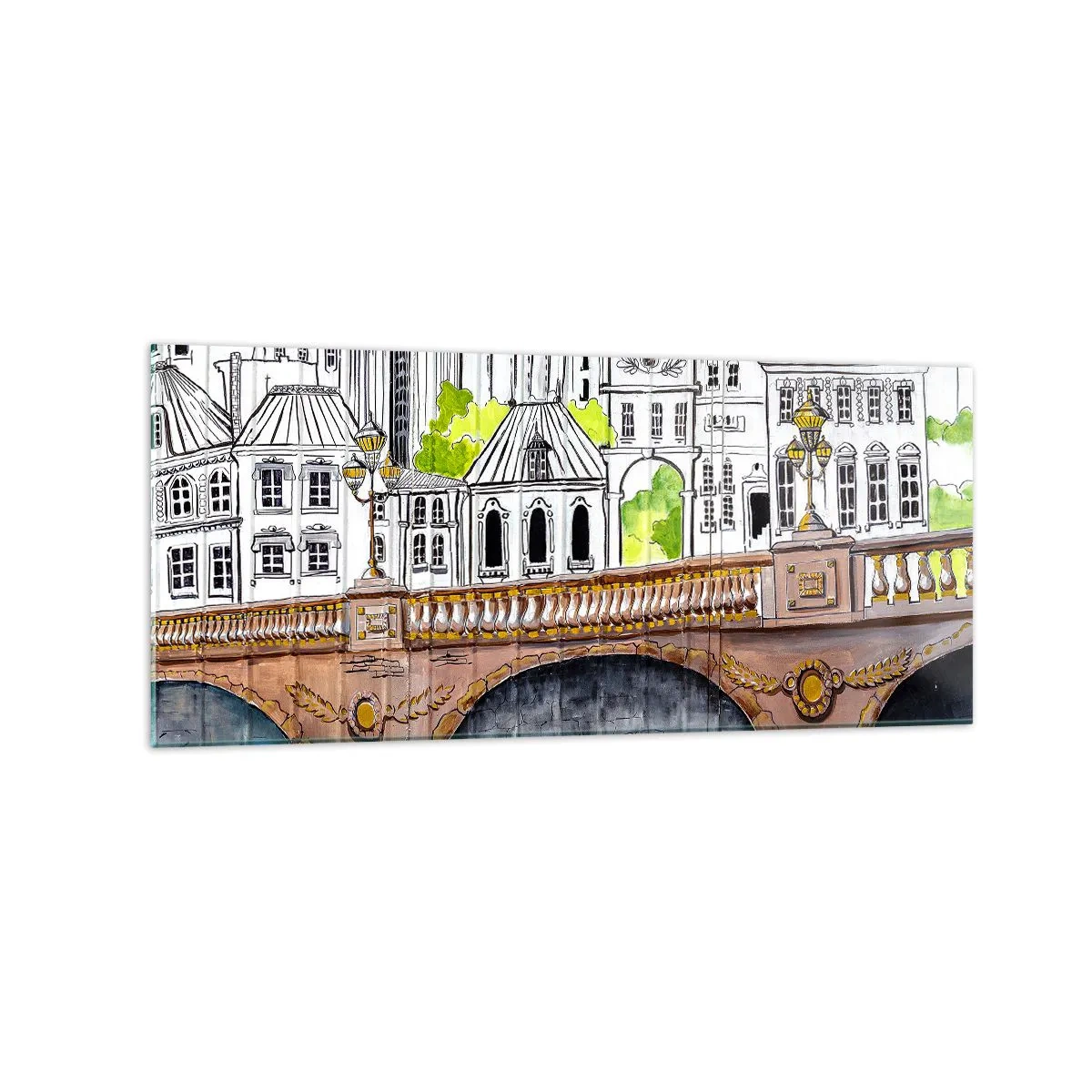 Glastavla - Bild på glas - Stad som målad - 120x50 cm