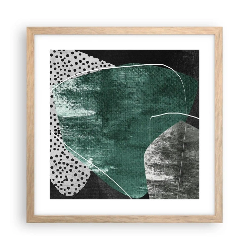 Affisch i ram av ljusek - Färgstark abstraktion med en guldflinga - 40x40 cm