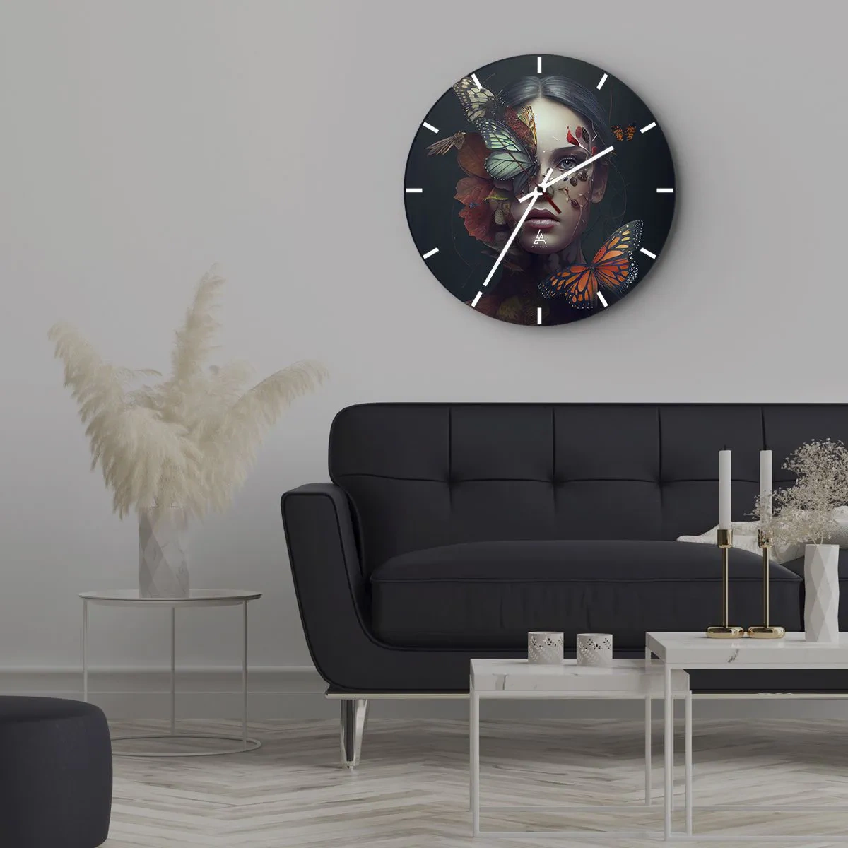 Väggklocka - Klocka på glas - En underbar metamorfos - 40x40 cm