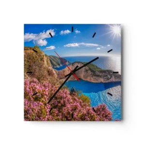 Väggklocka - Klocka på glas - Min stora grekiska semester - 30x30 cm