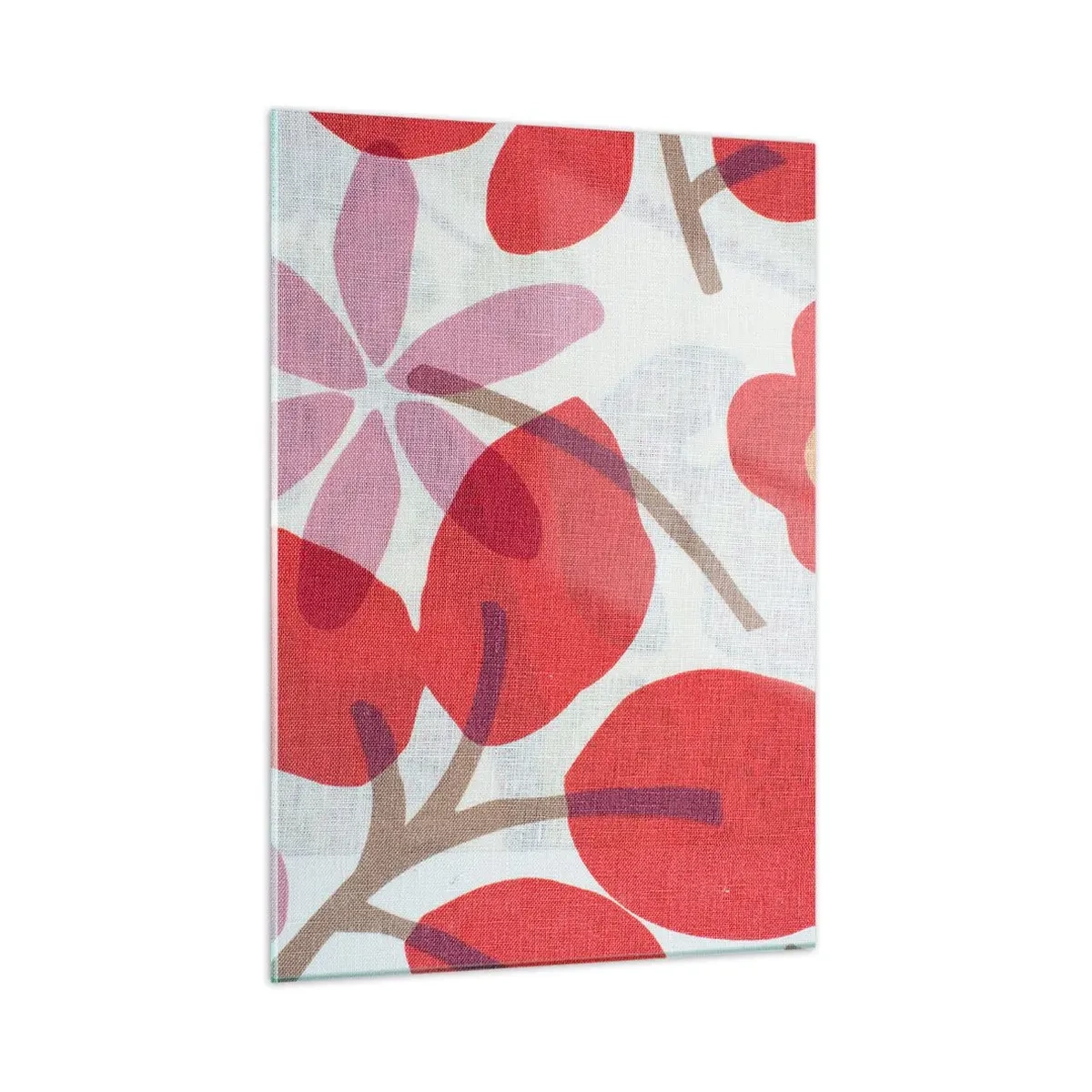 Glastavla - Bild på glas - Blomsterkomposition i rosa - 50x70 cm