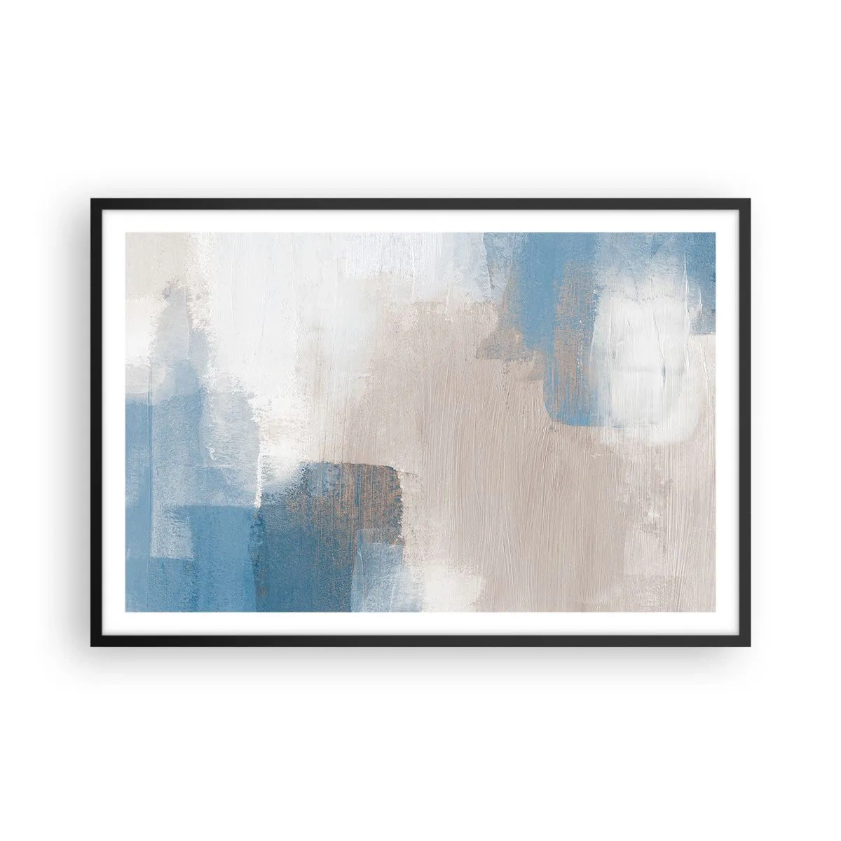 Affisch i svart ram - Rosa abstraktion bakom en blå slöja - 91x61 cm