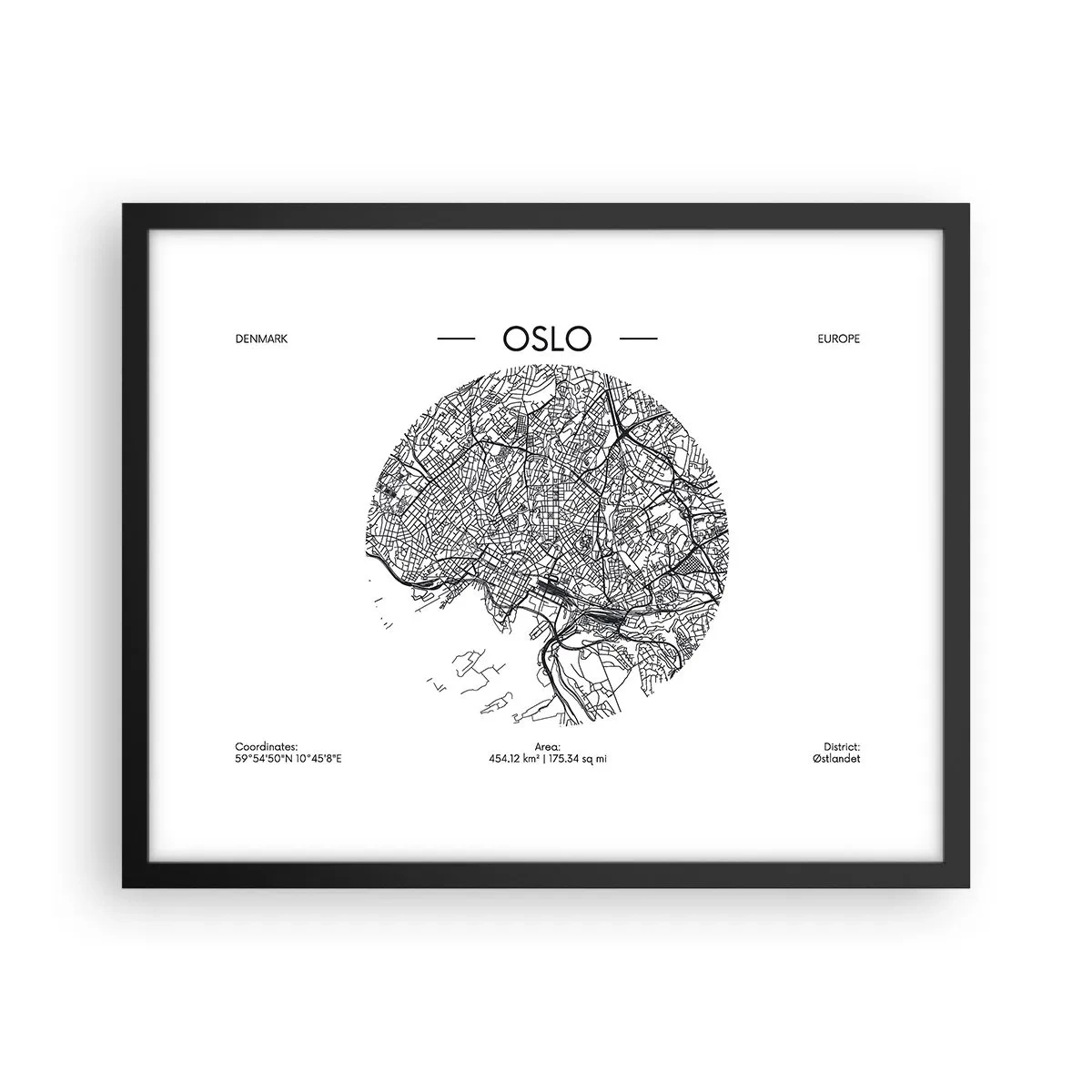 Affisch i svart ram - Oslos anatomi - 50x40 cm