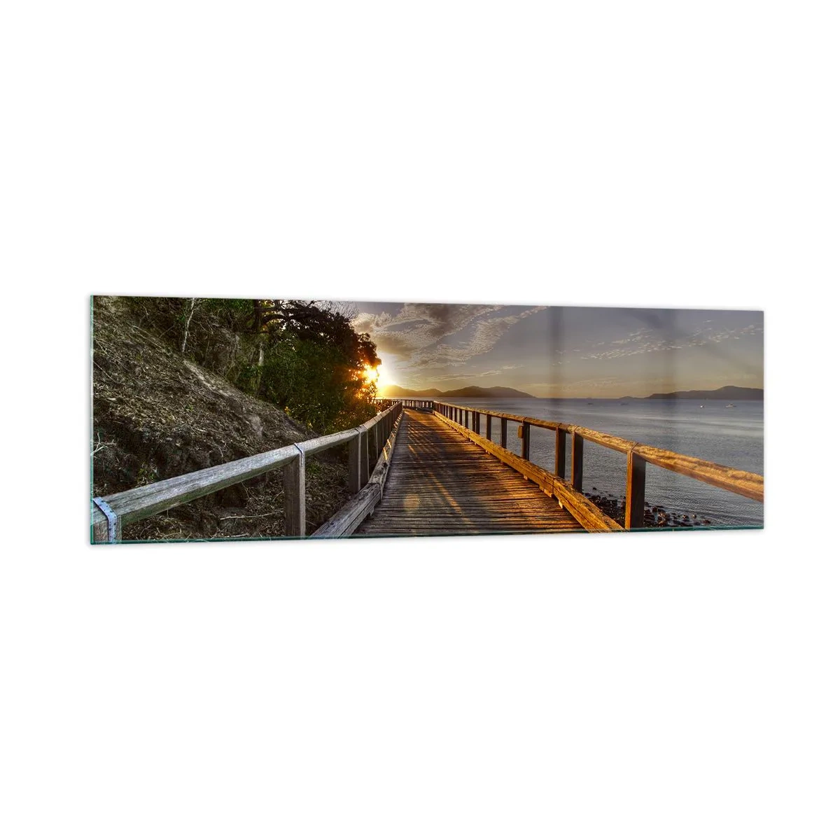 Glastavla - Bild på glas - Gå, fortsätt gå mot solen - 160x50 cm