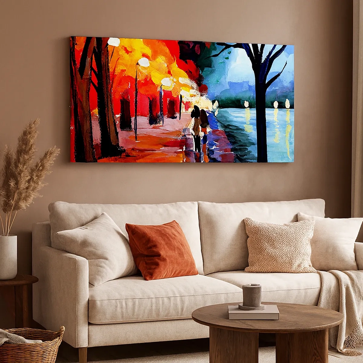 Canvastavla - Bild på duk - Brinnande höst i parken - 30x30 cm