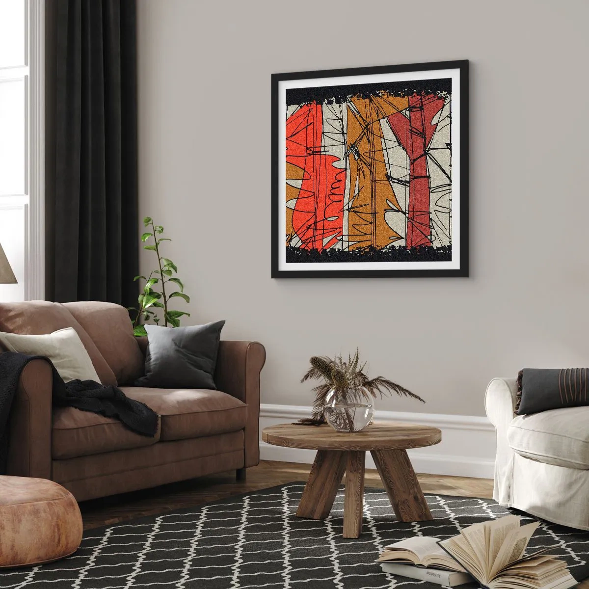 Affisch i svart ram - Spontan komposition - 60x60 cm