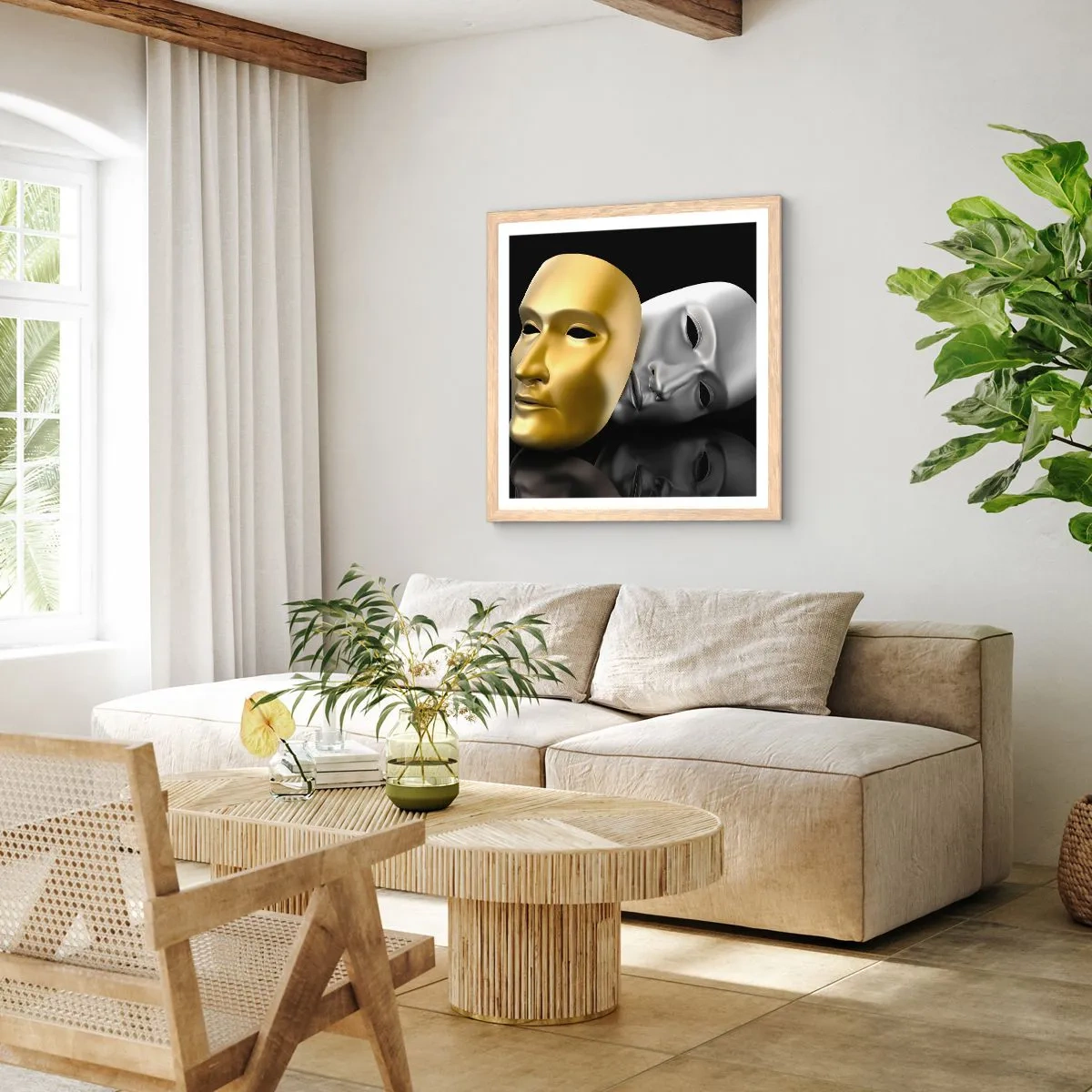 Affisch i ram av ljusek - Livet är teater - 60x60 cm