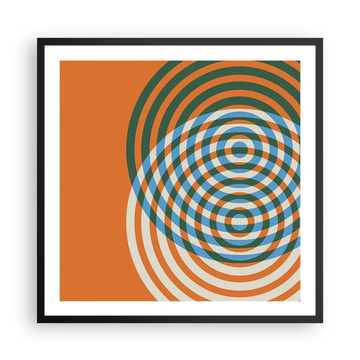 Affisch i svart ram - Abstrakt cirkulär variation - 60x60 cm