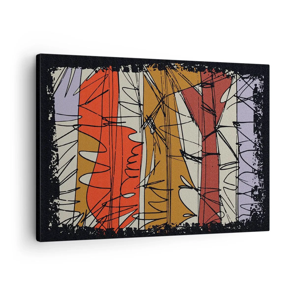 Canvastavla - Bild på duk - Abstrakt komposition i intensiva färger - 70x50cm - Spontan komposition - Modern väggdekoration för vardagsrum och sovrum ARTTOR
