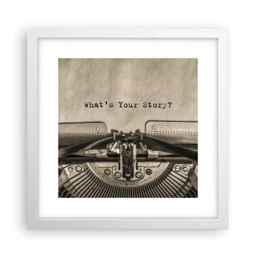 Affisch i vit ram - Svara mig - 30x30 cm