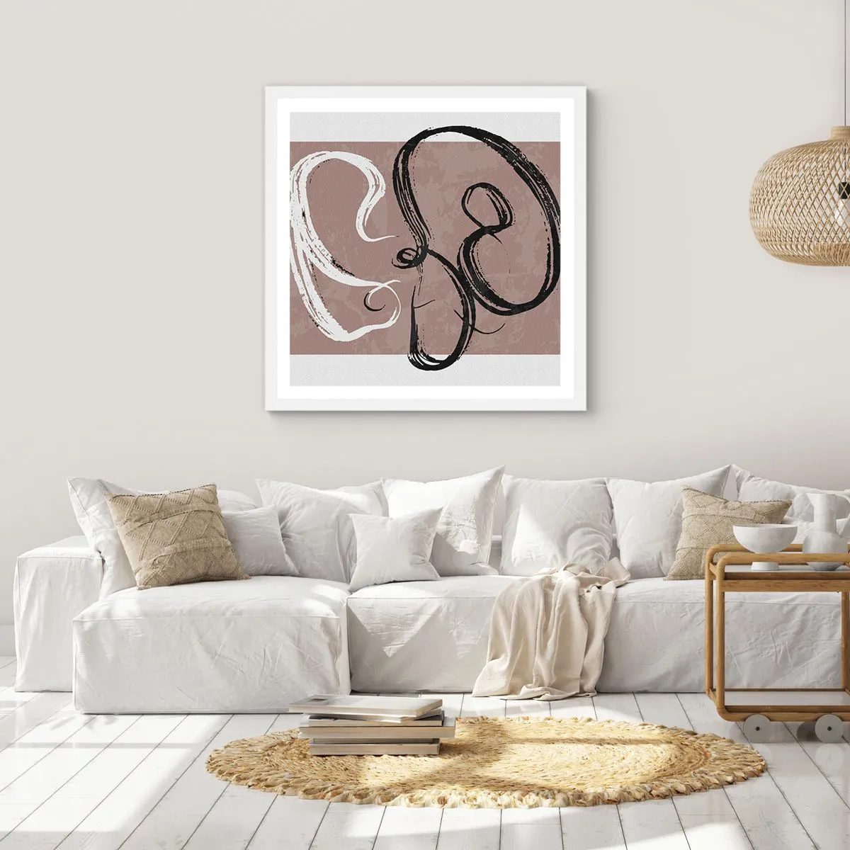 Affisch i vit ram - Komposition - sökande efter fullständighet - 60x60 cm