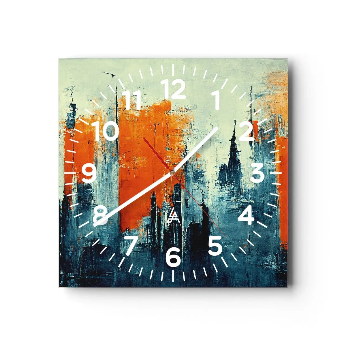 Väggklocka - Klocka på glas - Modernt landskap - 30x30 cm