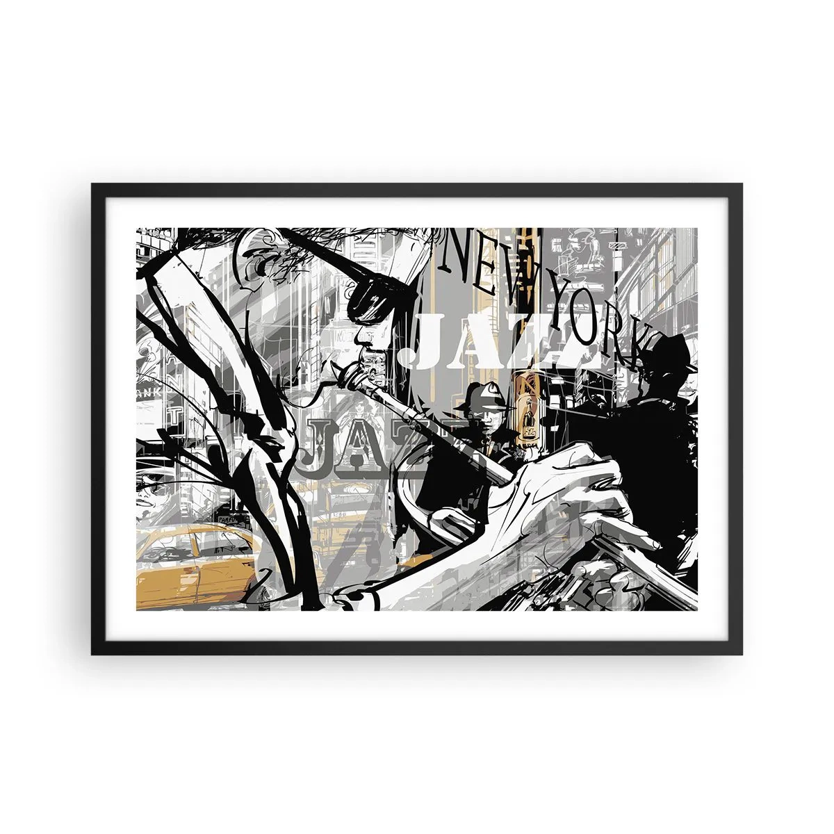Affisch i svart ram - I New Yorks rytm - 70x50 cm