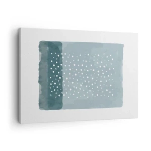 Canvastavla - Bild på duk - En minimalistisk målning i blå nyanser med prickar - 70x50cm - Uppstådda ur det blåa - Modern väggdekoration för vardagsrum och sovrum ARTTOR