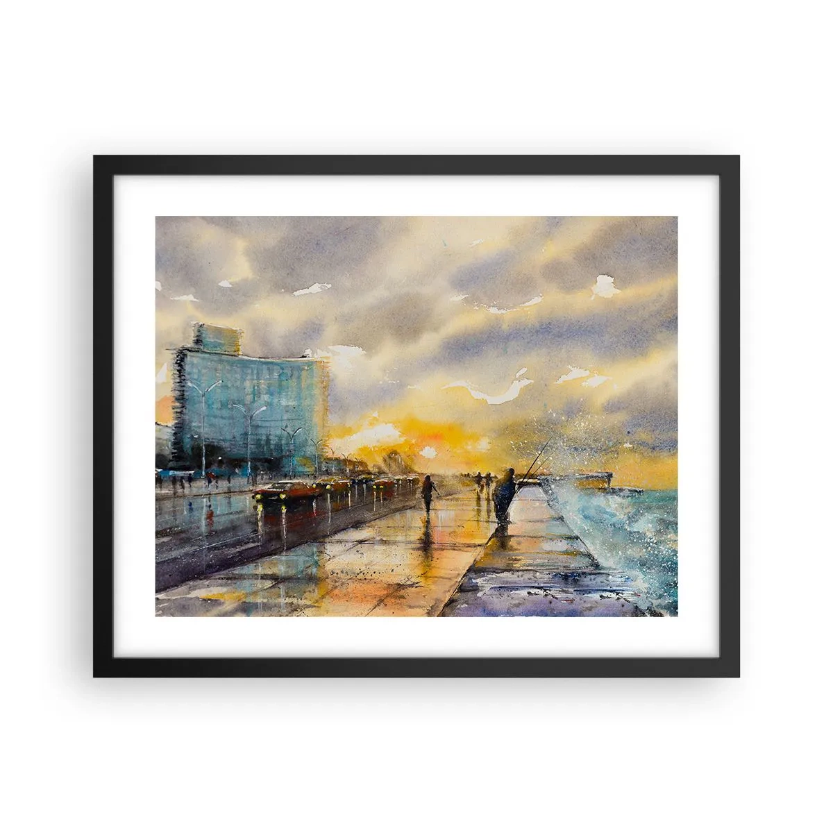 Affisch i svart ram - Livet på stranden - 50x40 cm