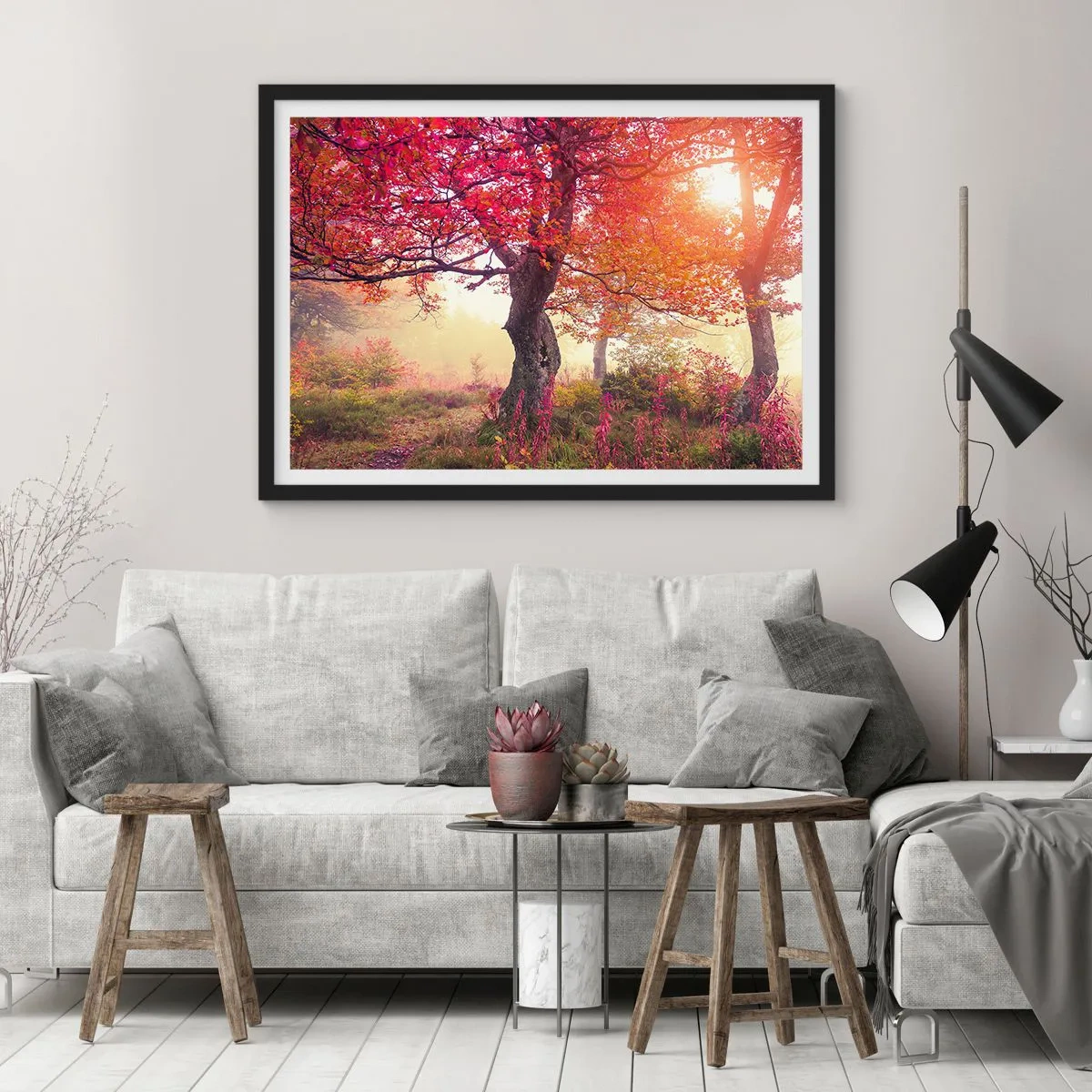 Affisch i svart ram - Våldsam blommande - 100x70 cm