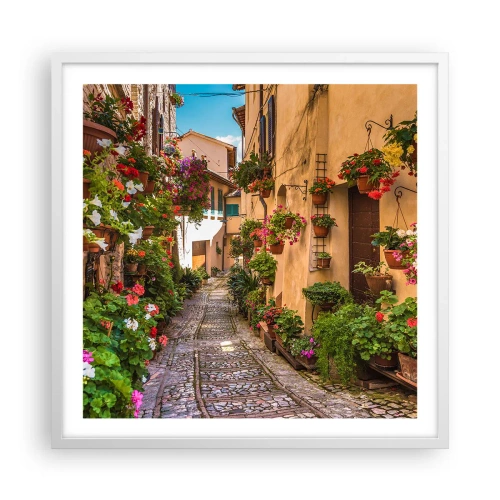 Affisch i vit ram - Italiensk gränd - 60x60 cm