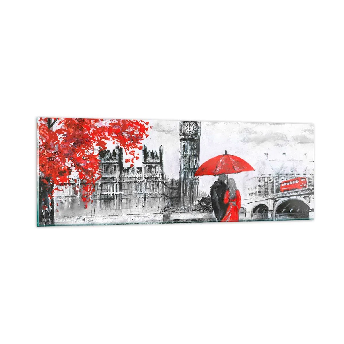 Glastavla - Bild på glas - Förälskade i London - 90x30 cm