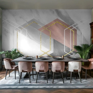 Fototapet Standard Eco - Geometriska former på en marmorbakgrund - 100x70cm - Kedjekomposition - Modern väggdekoration för vardagsrum och sovrum ARTTOR