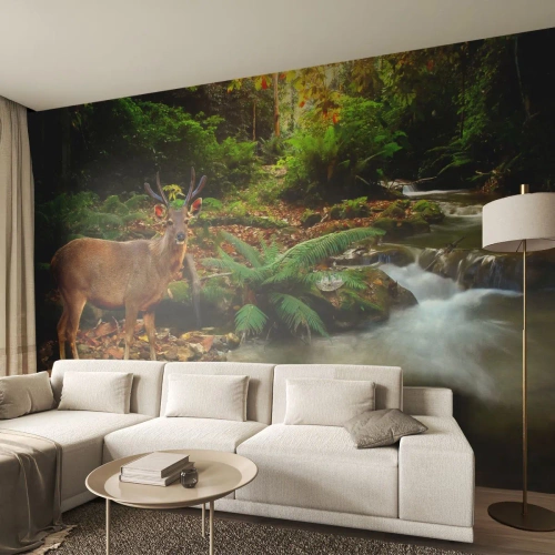Fototapet Premium Sand - Välkommen till min värld - Landskap, Djur, Rådjur - 200x140 cm
