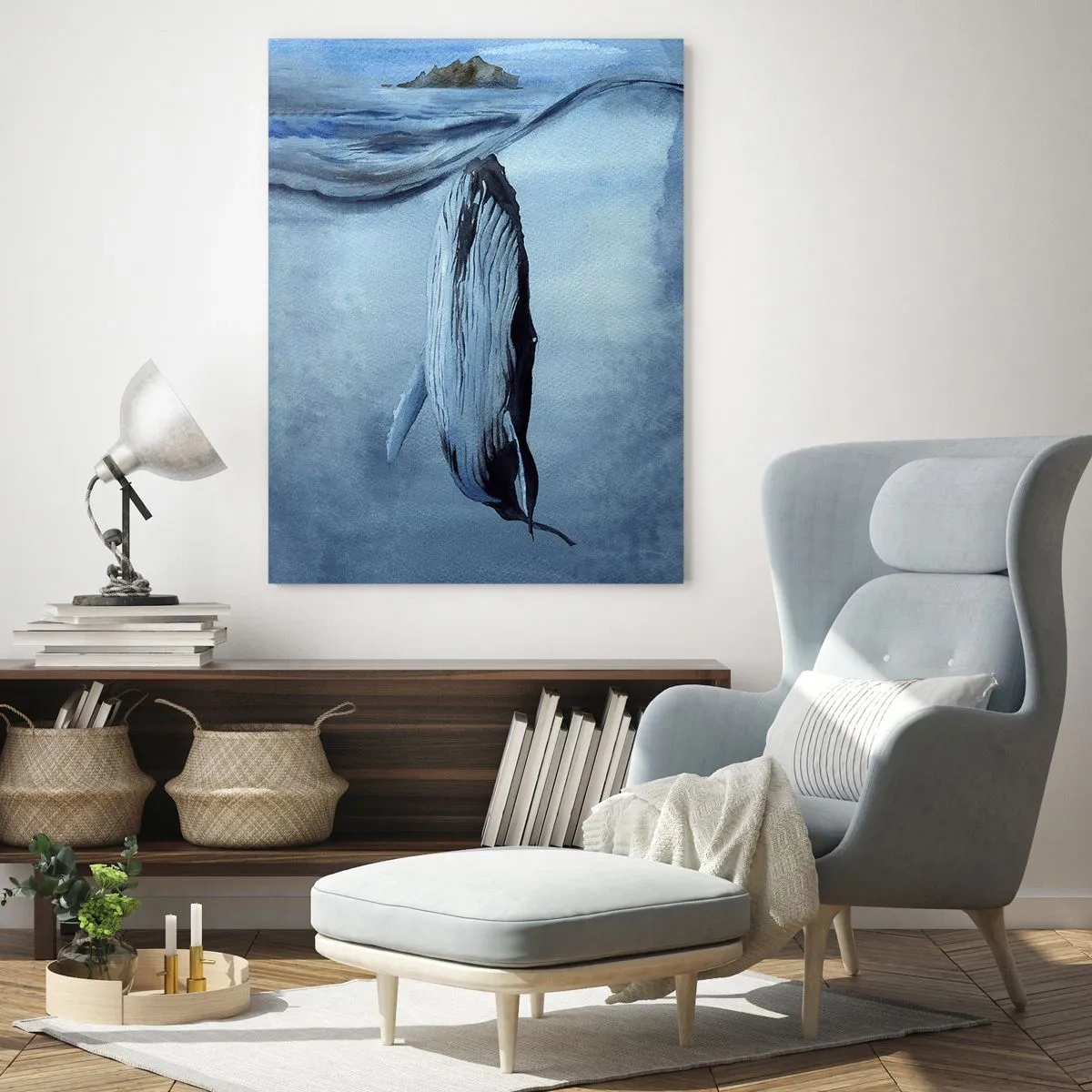 Glastavla - Bild på glas - Två världar i norr - 50x70 cm