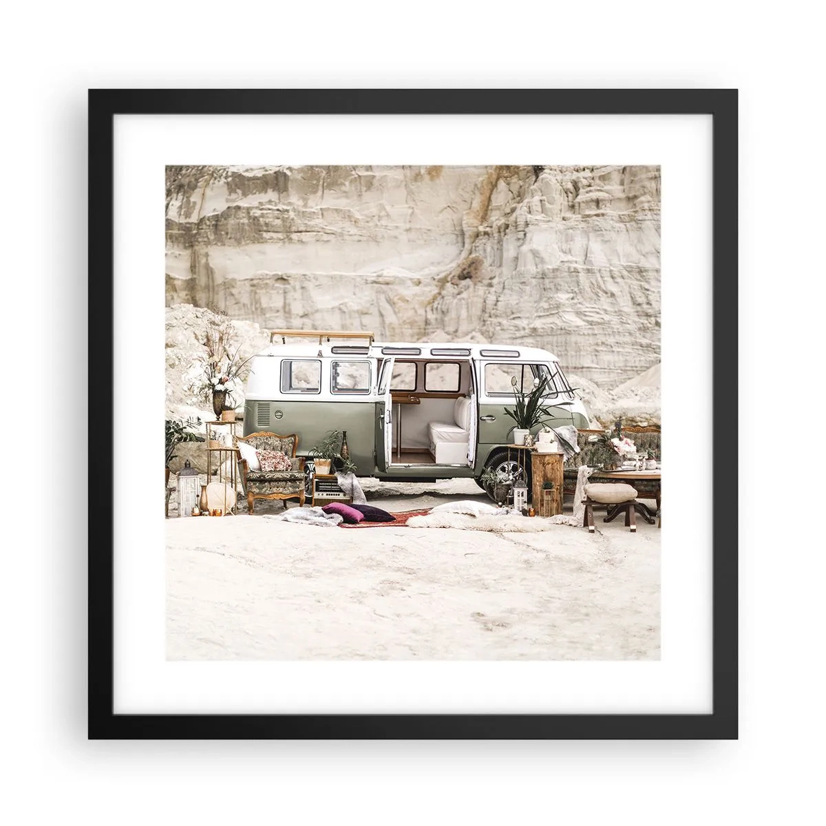 Affisch i svart ram - Dags att börja resan - 40x40 cm