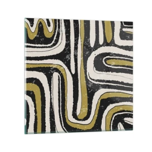 Glastavla - Bild på glas - Komposition: stråk och gränder - 30x30 cm