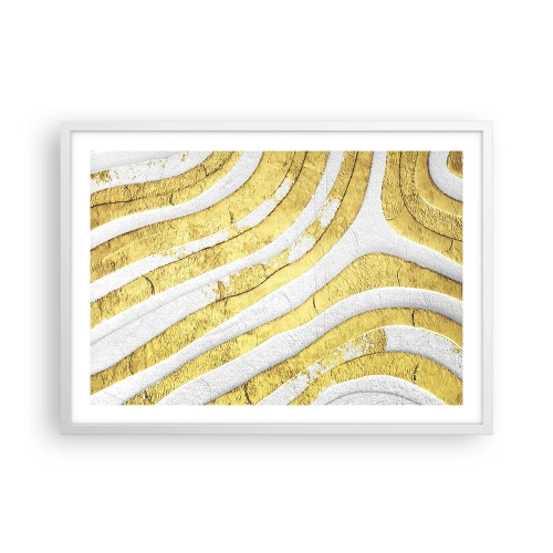 Affisch i vit ram - Komposition i vitt och guld - 70x50 cm