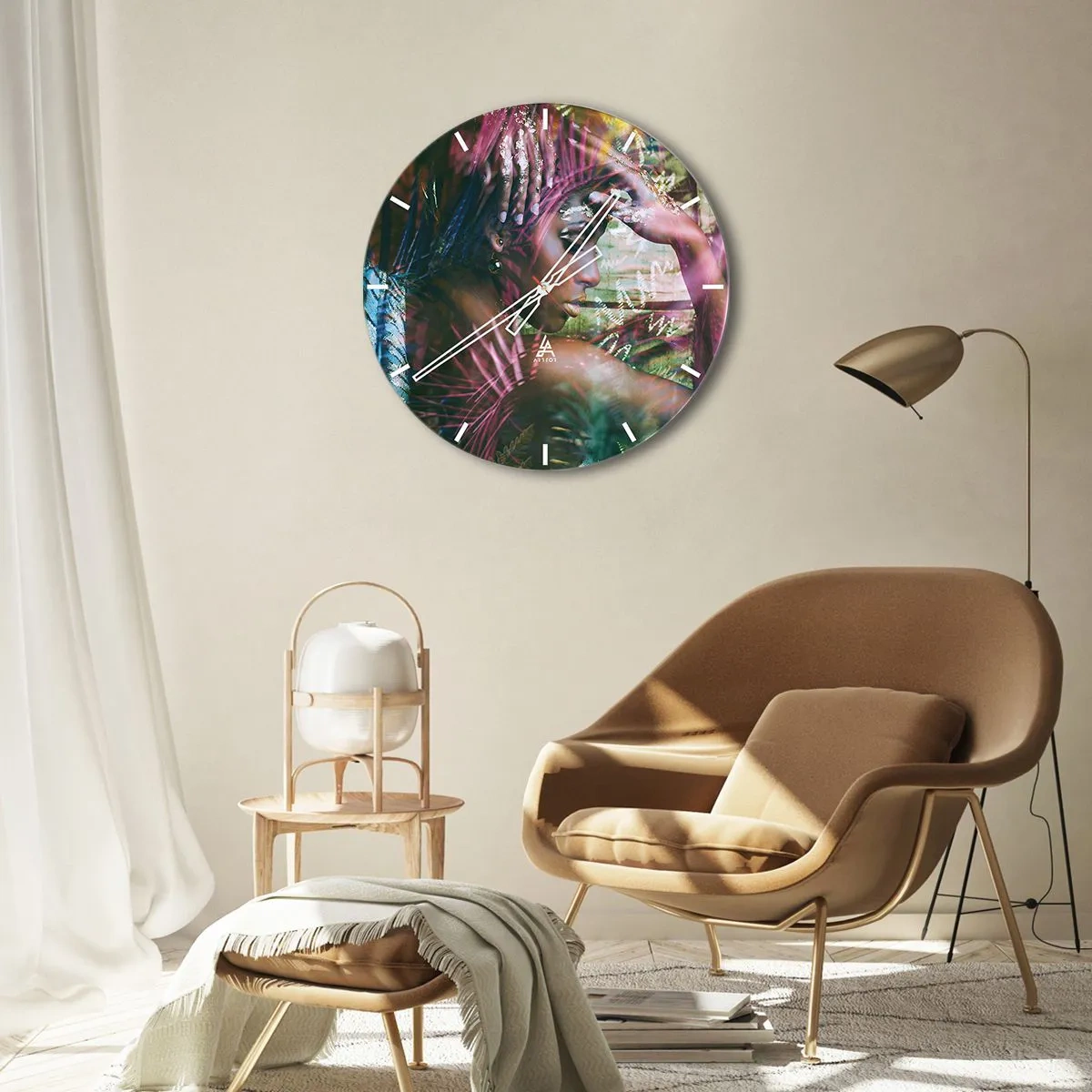 Väggklocka - Klocka på glas - Moder Naturen i djungeln - 40x40 cm