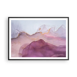 Affisch i svart ram - Lila och violett vågor - 100x70 cm