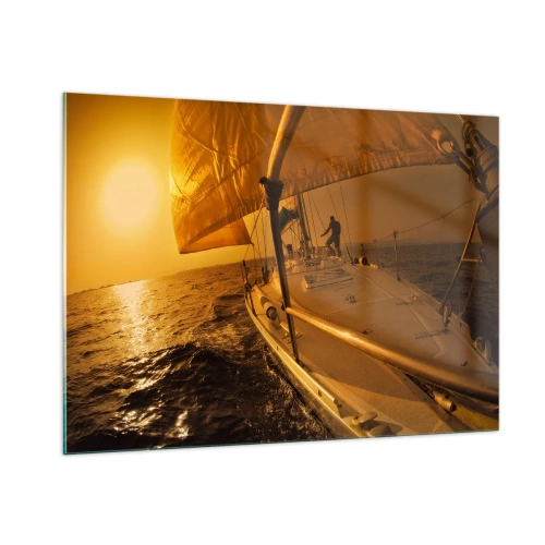 Glastavla - Bild på glas - Gyllene kväll efter en färgrik dag - 100x70 cm