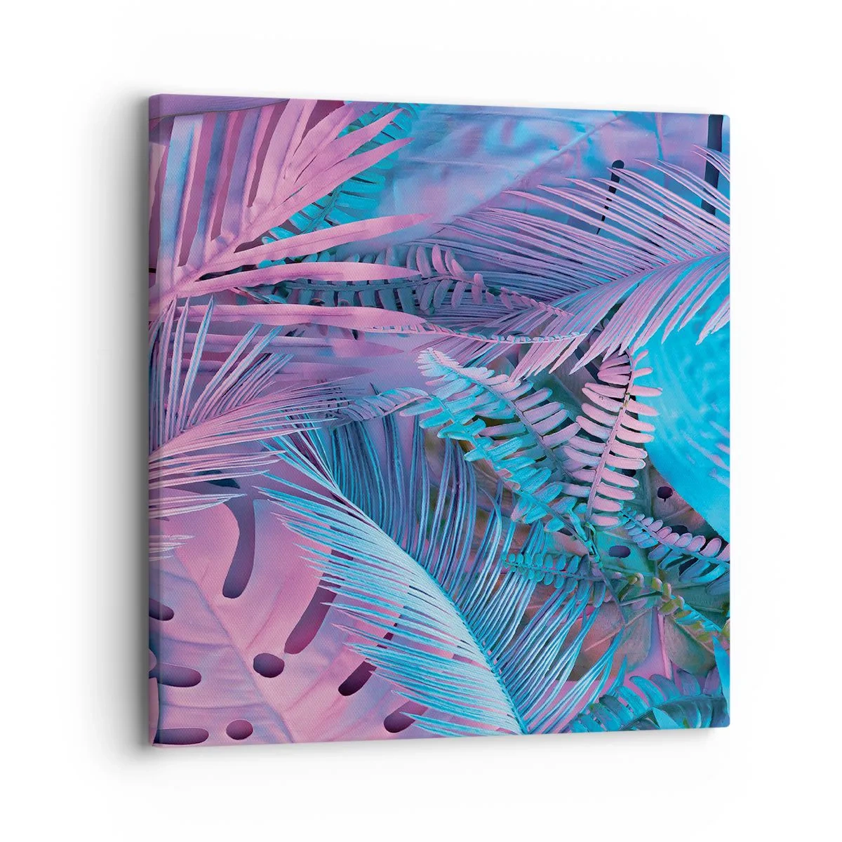 Canvastavla - Bild på duk - Tropiken i rosa och blått - 30x30 cm