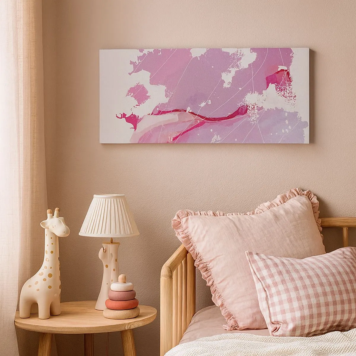Canvastavla - Bild på duk - Karta över en rosa värld - 100x40 cm