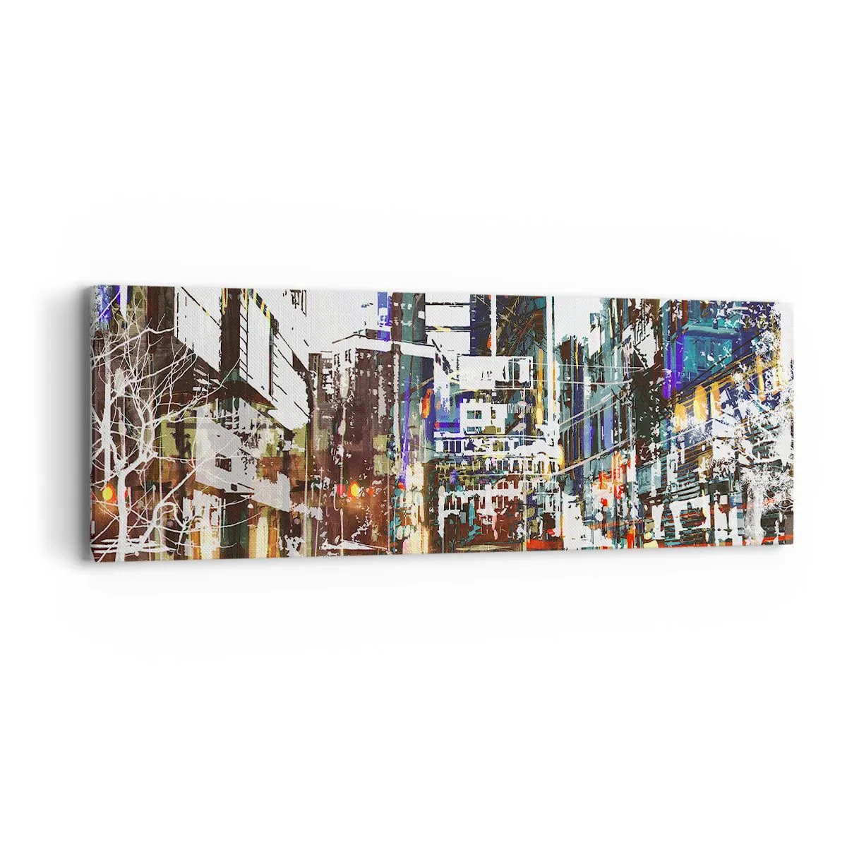 Canvastavla - Bild på duk - Blinkande stad - 90x30 cm