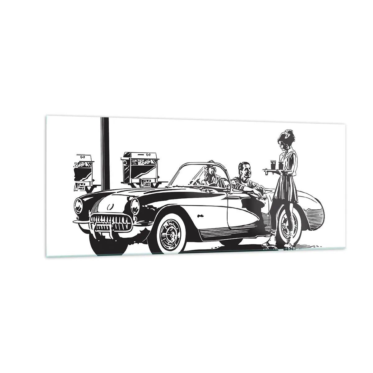 Glastavla - Bild på glas - 60. - sorglöst Amerika - 100x40 cm