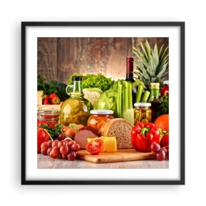 Affisch i svart ram - Rökt, ugnstekt, marinerad - 50x50 cm