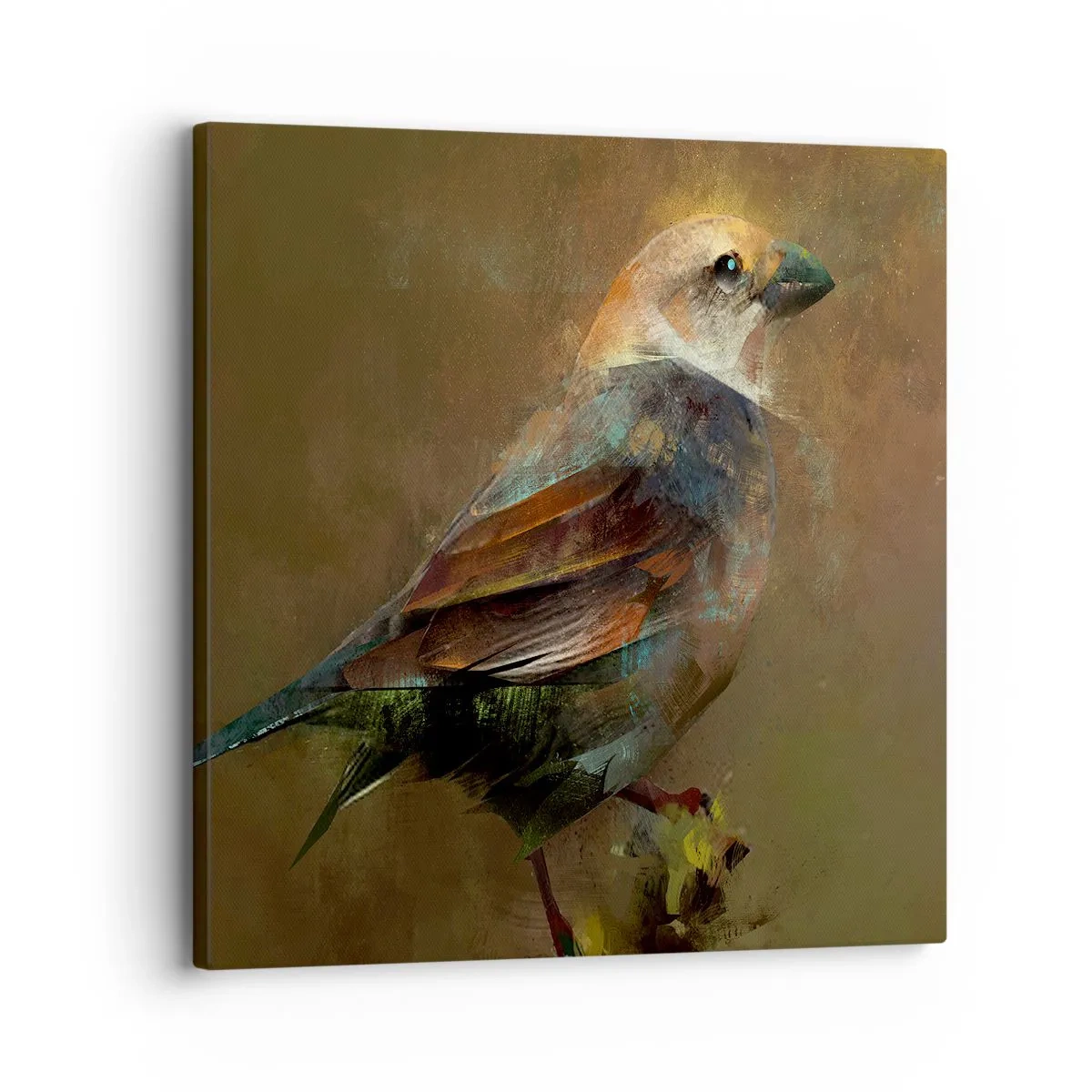 Canvastavla - Bild på duk - Gråsparv, en liten fågel - 30x30 cm