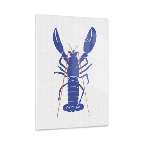 Glastavla - Bild på glas - Utsökt hummer i mörkblått - 50x70 cm