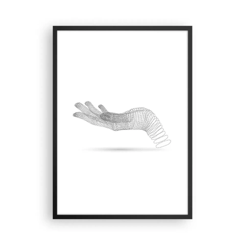 Affisch i svart ram - Abstrakt handgjord av linjer på en vit bakgrund - 50x70cm - En spänstig hand - Modern väggdekoration för vardagsrum och sovrum ARTTOR