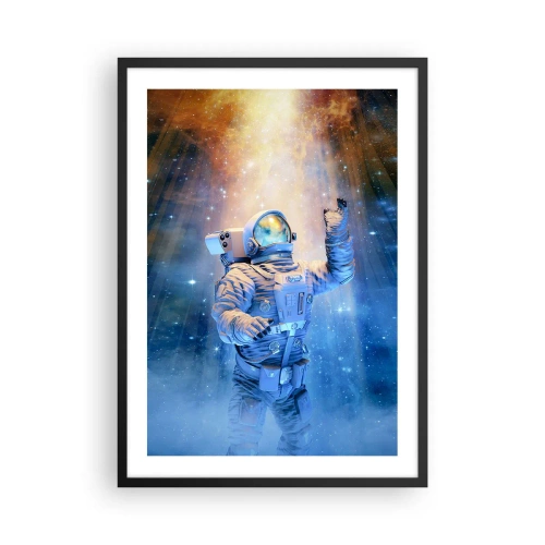 Affisch i svart ram - Astronaut i ljuset av stjärnor och galaxer i rymden - 50x70cm - Äntligen i målet - Modern väggdekoration för vardagsrum och sovrum ARTTOR
